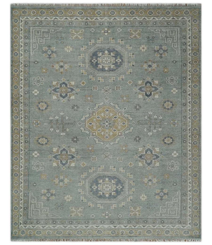 Custom Made Silver, Beige and Charcoal Traditional Hand knotted Mamluk design wool Area Rug - The Rug Decor