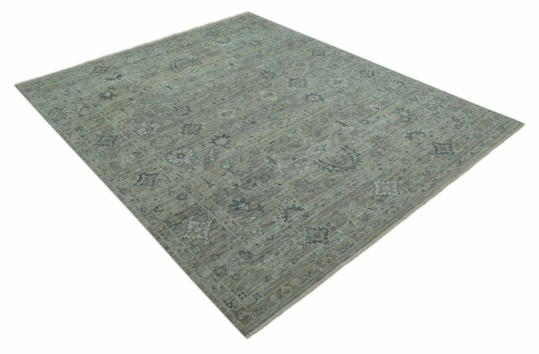 Custom Made Silver Brown Traditional Transitional Hand Knotted Wool Rug - The Rug Decor