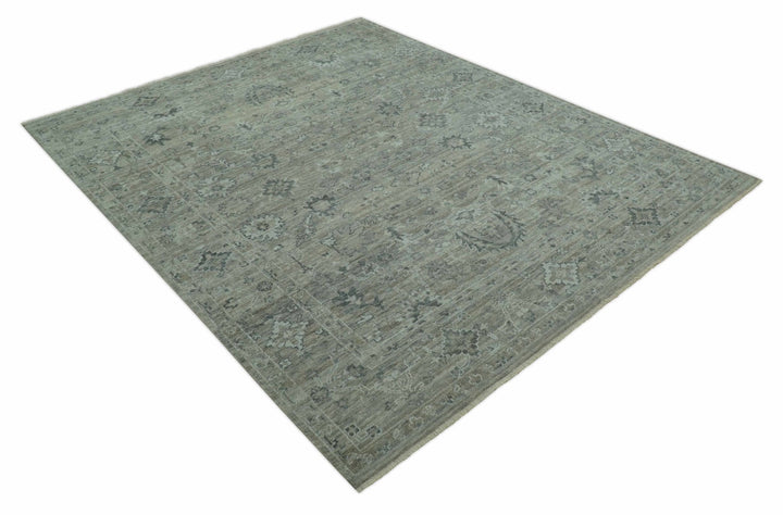 Custom Made Silver Brown Traditional Transitional Hand Knotted Wool Rug - The Rug Decor