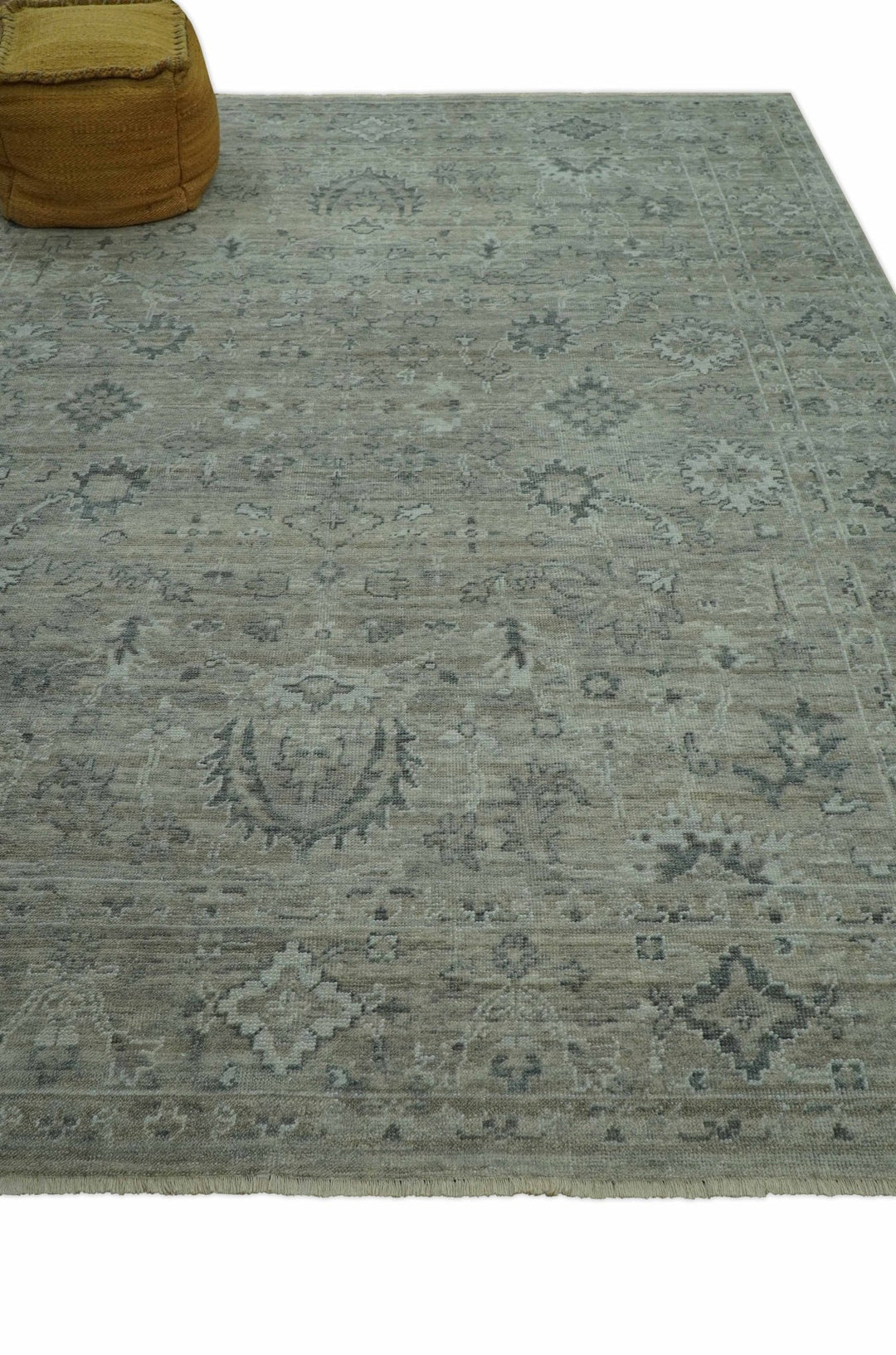 Custom Made Silver Brown Traditional Transitional Hand Knotted Wool Rug - The Rug Decor