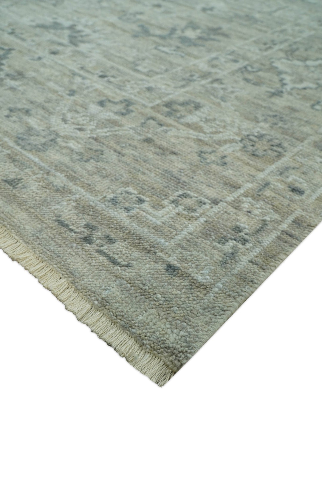 Custom Made Silver Brown Traditional Transitional Hand Knotted Wool Rug - The Rug Decor