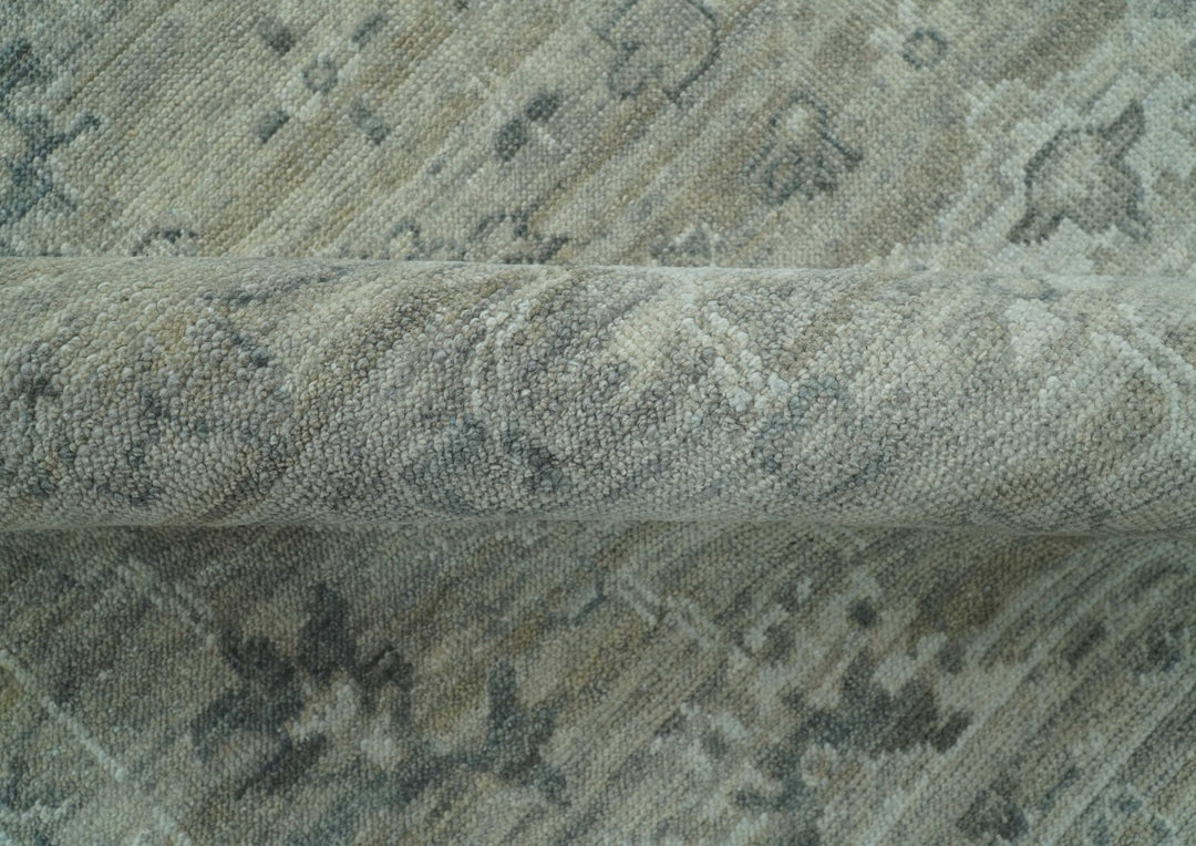 Custom Made Silver Brown Traditional Transitional Hand Knotted Wool Rug - The Rug Decor