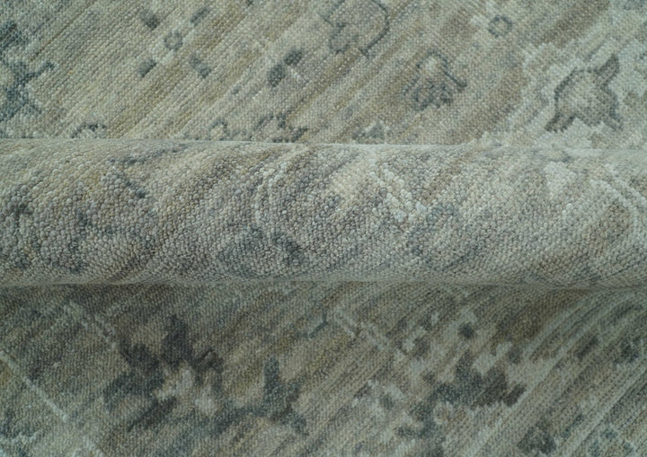 Custom Made Silver Brown Traditional Transitional Hand Knotted Wool Rug - The Rug Decor
