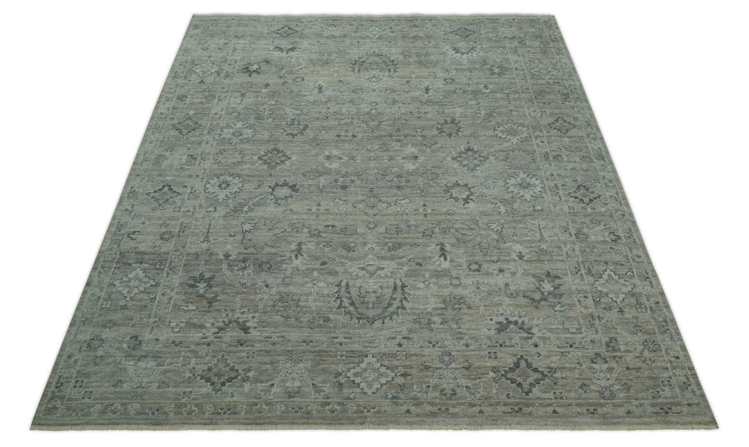 Custom Made Silver Brown Traditional Transitional Hand Knotted Wool Rug - The Rug Decor