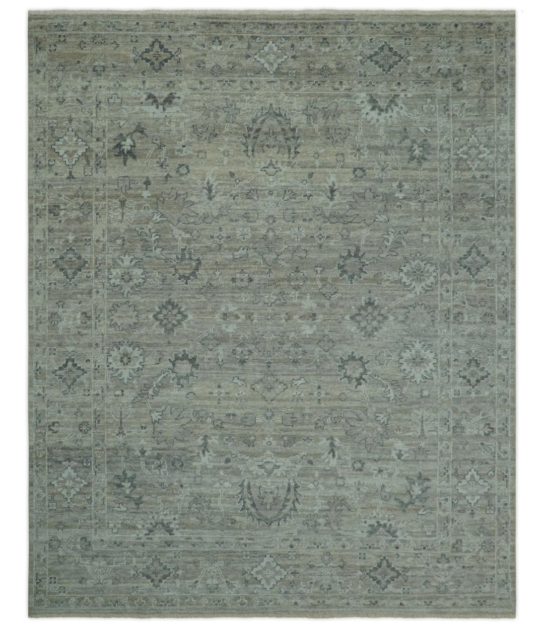 Custom Made Silver Brown Traditional Transitional Hand Knotted Wool Rug - The Rug Decor