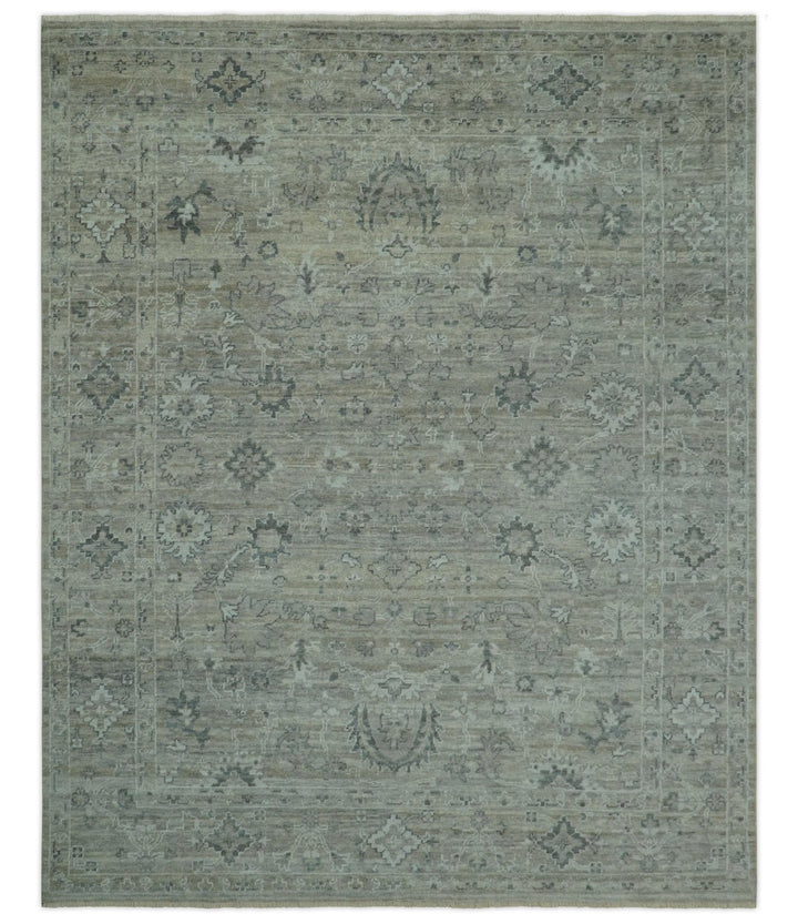 Custom Made Silver Brown Traditional Transitional Hand Knotted Wool Rug - The Rug Decor