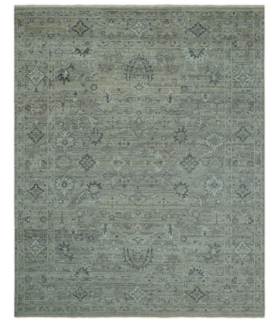 Custom Made Silver Brown Traditional Transitional Hand Knotted Wool Rug - The Rug Decor