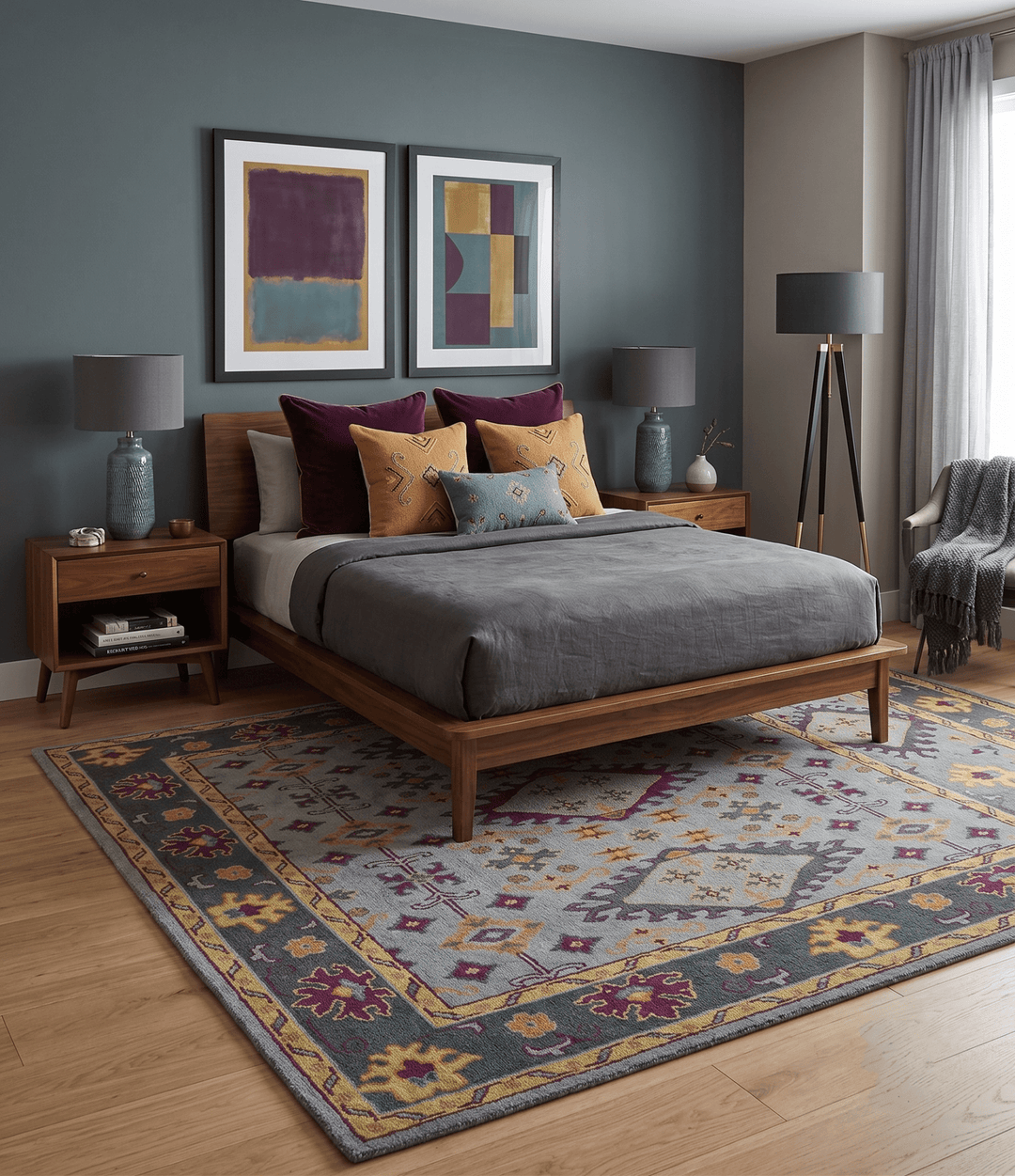 Custom Made Silver, Charcoal and Purple Traditional Oriental Hand Knotted wool Rug - The Rug Decor