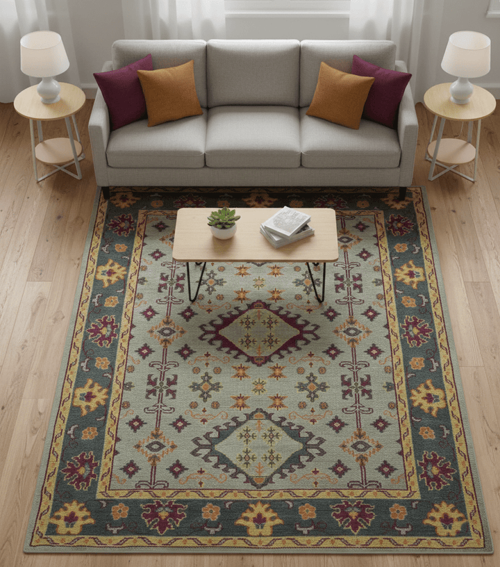 Custom Made Silver, Charcoal and Purple Traditional Oriental Hand Knotted wool Rug - The Rug Decor