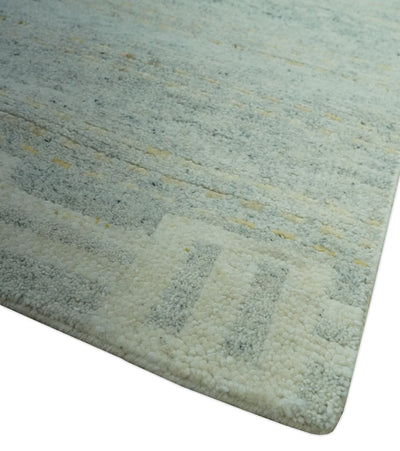 Custom Made Silver, Gray and Beige Stripes Design Hand Knotted wool Area Rug - The Rug Decor