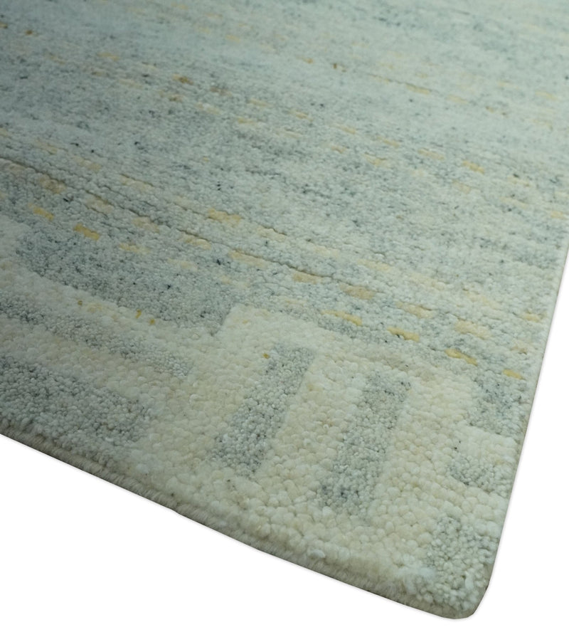 Custom Made Silver, Gray and Beige Stripes Design Hand Knotted wool Area Rug - The Rug Decor