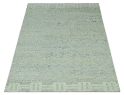 Custom Made Silver, Gray and Beige Stripes Design Hand Knotted wool Area Rug - The Rug Decor