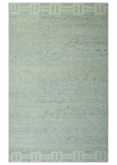 Custom Made Silver, Gray and Beige Stripes Design Hand Knotted wool Area Rug - The Rug Decor