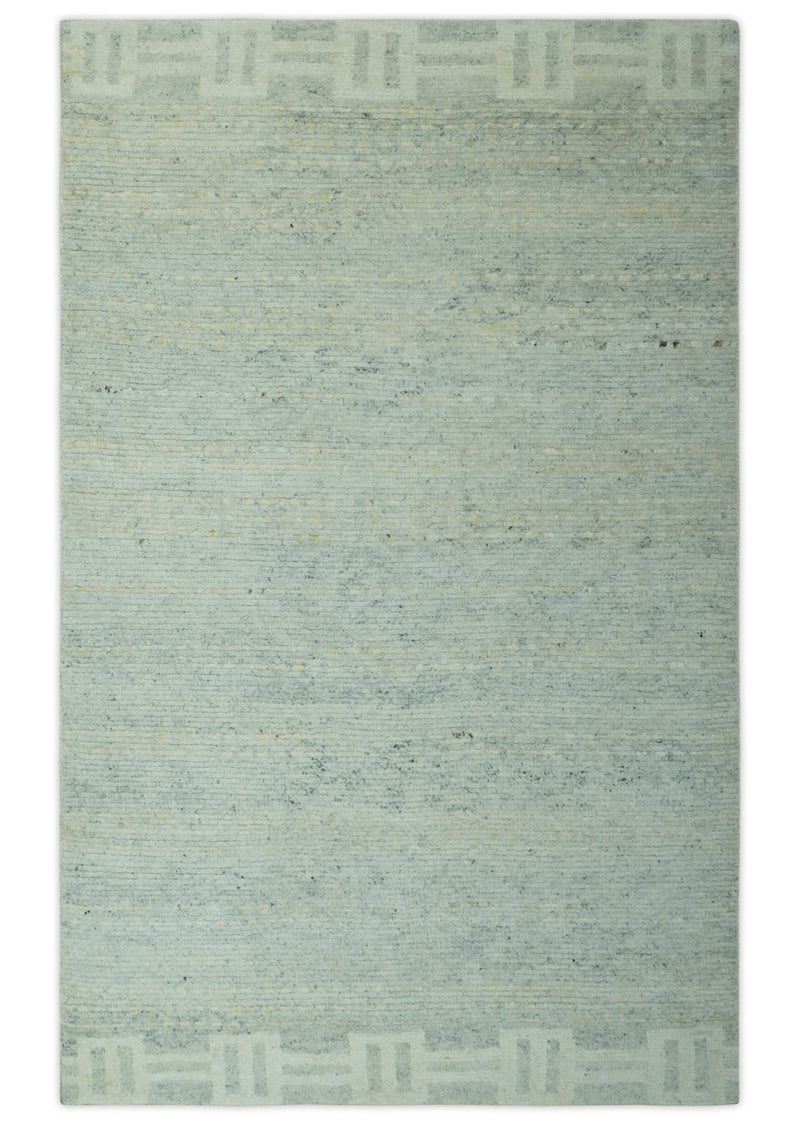 Custom Made Silver, Gray and Beige Stripes Design Hand Knotted wool Area Rug - The Rug Decor