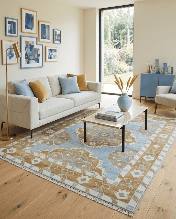 Custom Made Silver, Olive and Ivory Traditional Medallion Large Floral Design Hand knotted wool Area Rug - The Rug Decor