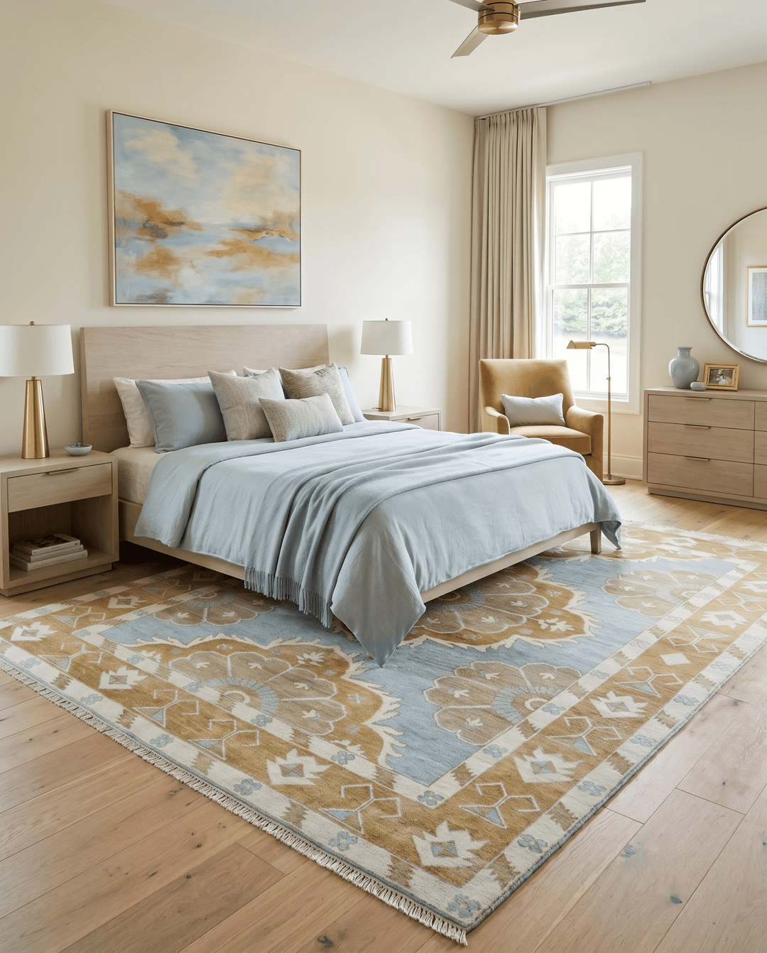 Custom Made Silver, Olive and Ivory Traditional Medallion Large Floral Design Hand knotted wool Area Rug - The Rug Decor
