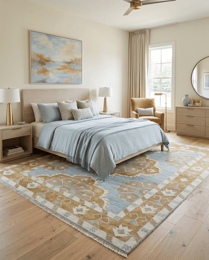 Custom Made Silver, Olive and Ivory Traditional Medallion Large Floral Design Hand knotted wool Area Rug - The Rug Decor