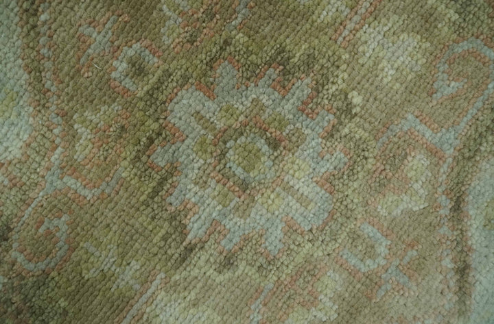Custom Made Silver, Olive and Peach Hand Knotted Traditional wool area rug - The Rug Decor