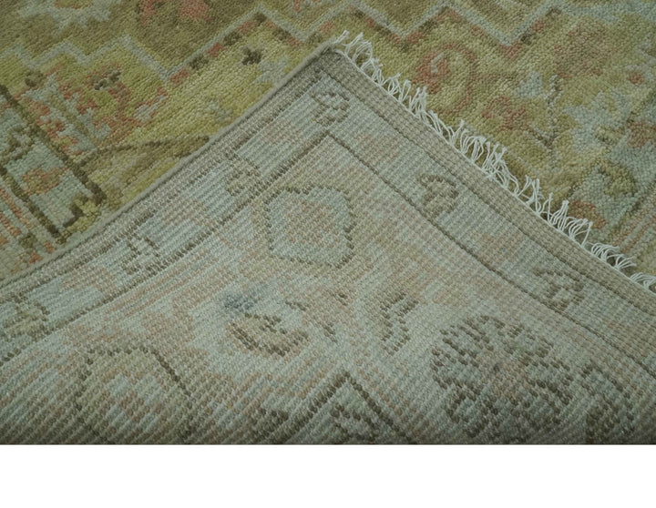 Custom Made Silver, Olive and Peach Hand Knotted Traditional wool area rug - The Rug Decor