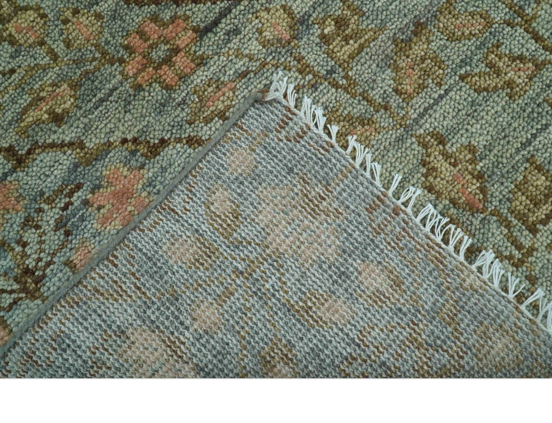 Custom Made Silver, Pink And Brown Floral Motifs Design Hand Knotted wool area rug - The Rug Decor