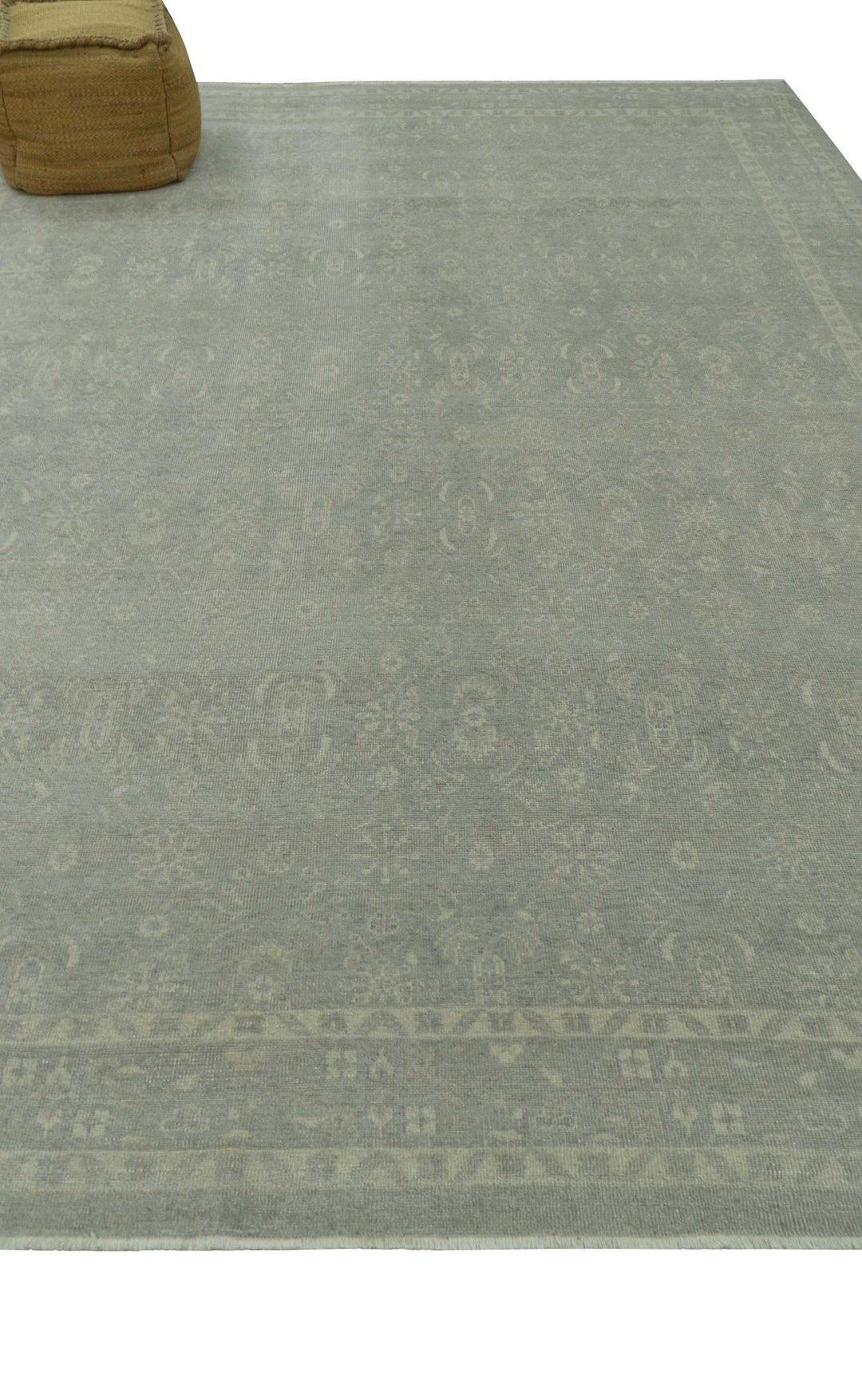 Custom Made Silver Traditional Silver Hand Knotted Wool Rug - The Rug Decor