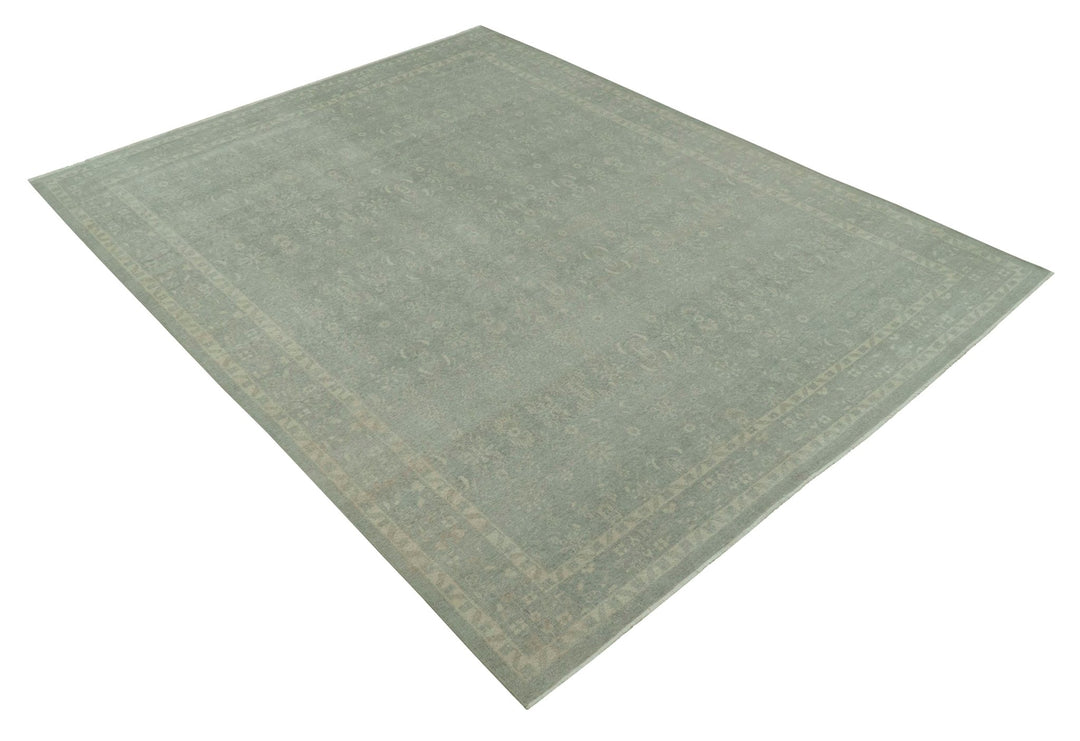 Custom Made Silver Traditional Silver Hand Knotted Wool Rug - The Rug Decor