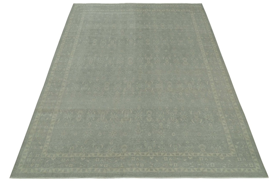 Custom Made Silver Traditional Silver Hand Knotted Wool Rug - The Rug Decor