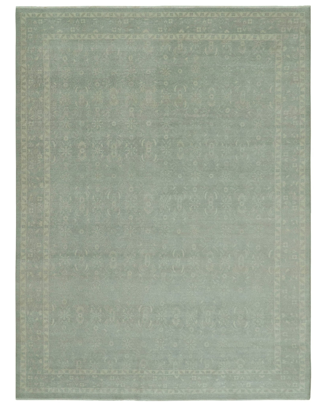 Custom Made Silver Traditional Silver Hand Knotted Wool Rug - The Rug Decor