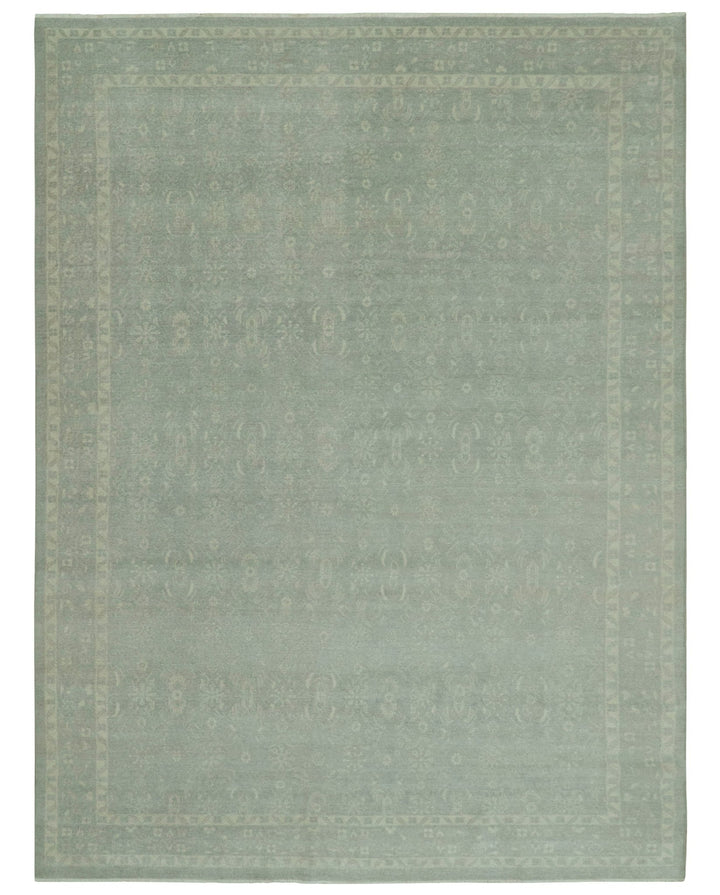 Custom Made Silver Traditional Silver Hand Knotted Wool Rug - The Rug Decor