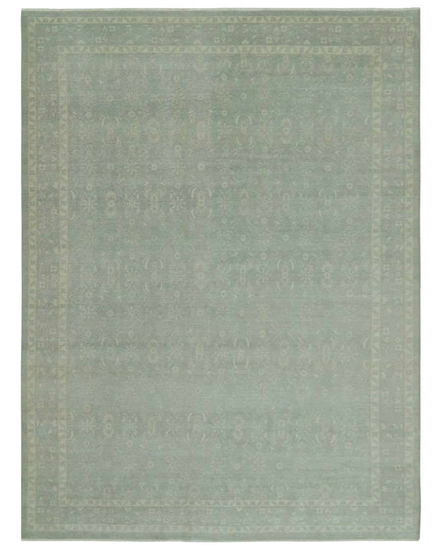 Custom Made Silver Traditional Silver Hand Knotted Wool Rug - The Rug Decor