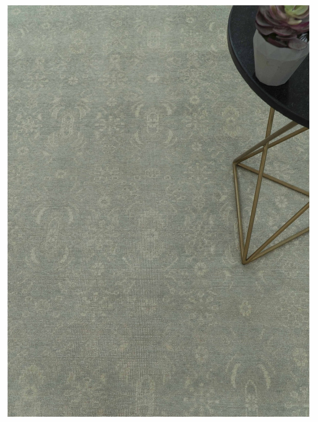 Custom Made Silver Traditional Silver Hand Knotted Wool Rug - The Rug Decor
