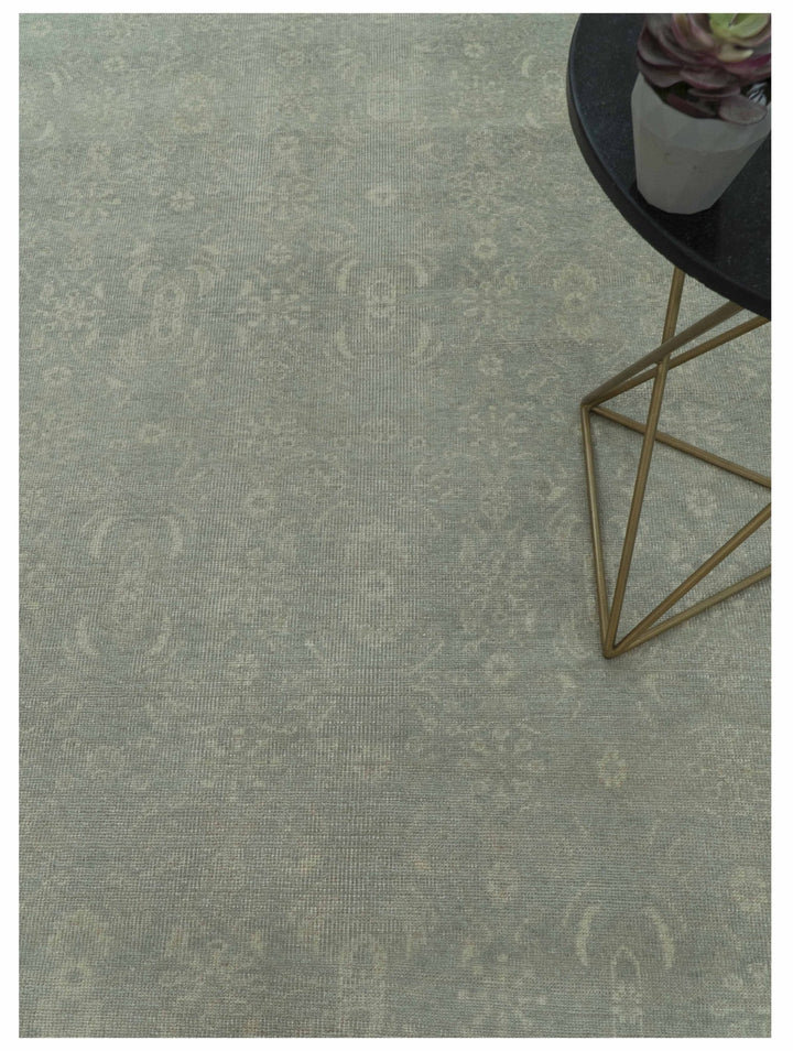 Custom Made Silver Traditional Silver Hand Knotted Wool Rug - The Rug Decor