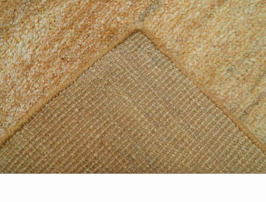 Custom Made Solid Design Camel Hand Knotted Wool Area Rug - The Rug Decor