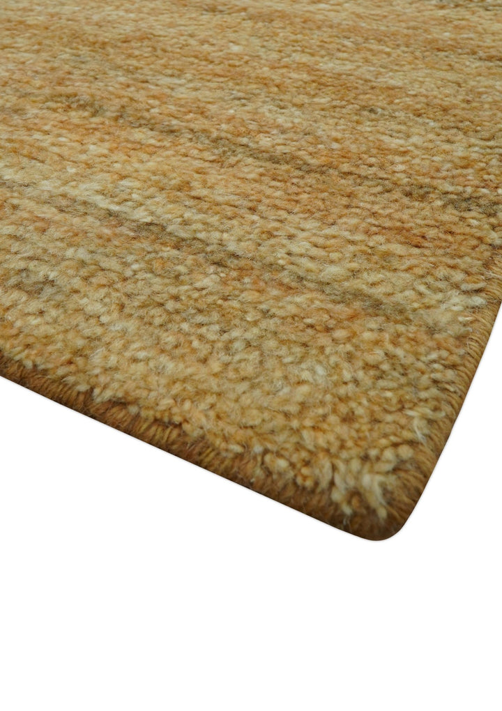 Custom Made Solid Design Camel Hand Knotted Wool Area Rug - The Rug Decor