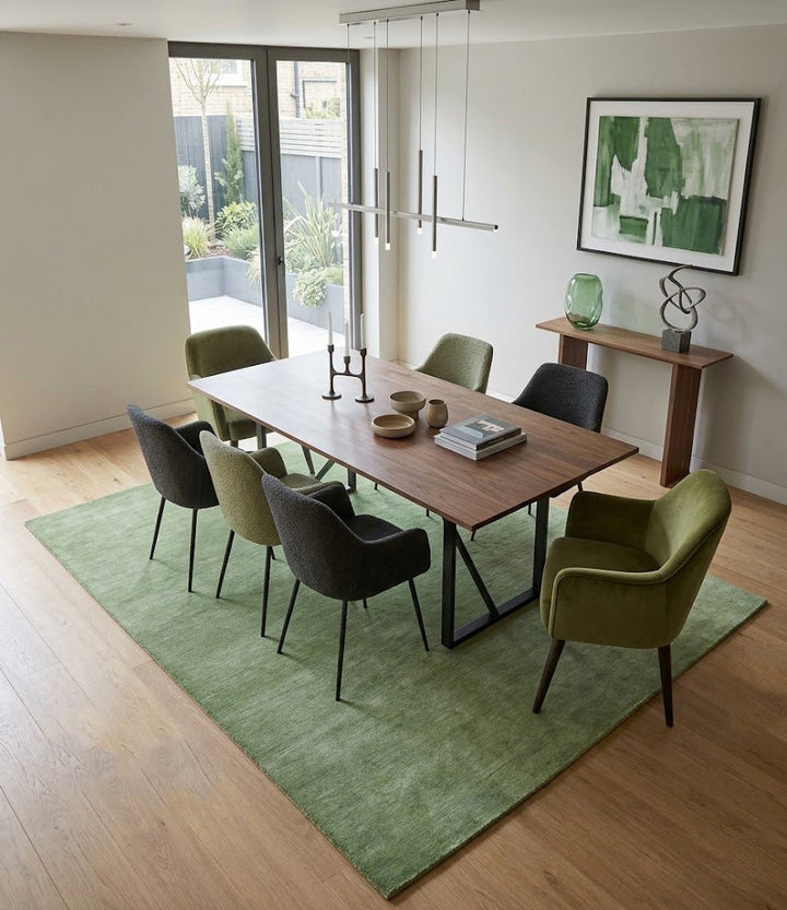 Custom Made solid Green Woolen Hand Tufted contemporary area Rug - The Rug Decor