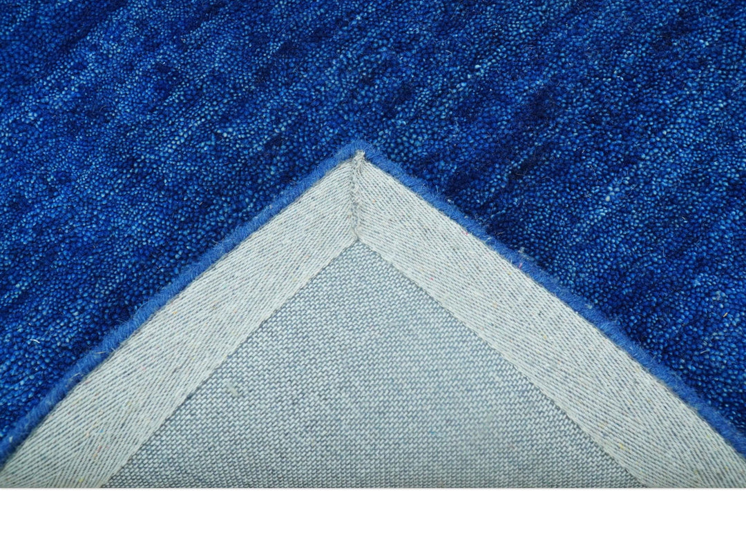 Custom Made Solid Modern Blue Hand Tufted thick Wool Area Rug - The Rug Decor
