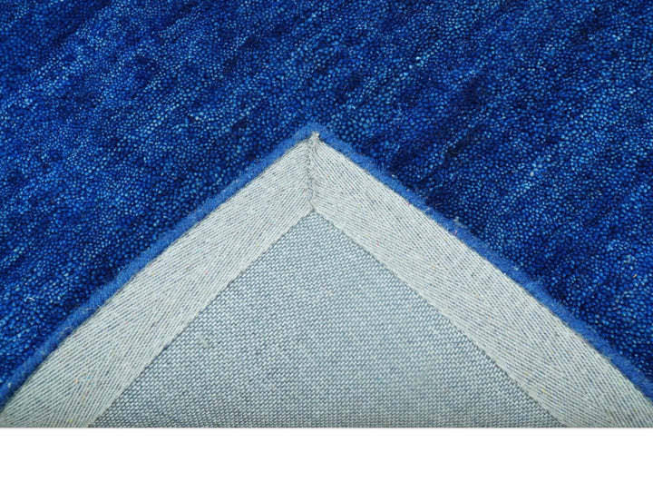 Custom Made Solid Modern Blue Hand Tufted thick Wool Area Rug - The Rug Decor