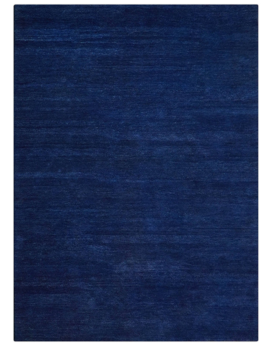 Custom Made Solid Modern Blue Hand Tufted thick Wool Area Rug - The Rug Decor