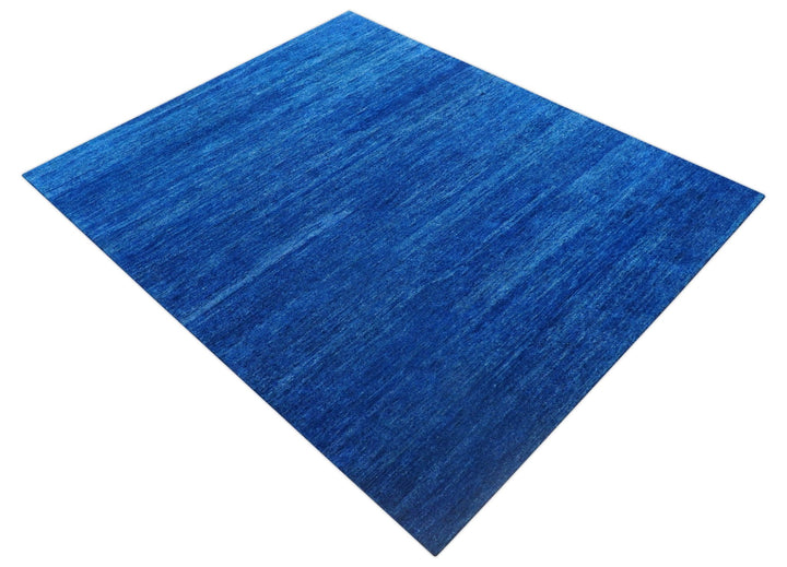 Custom Made Solid Modern Blue Hand Tufted thick Wool Area Rug - The Rug Decor