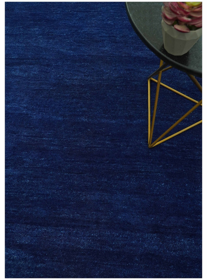 Custom Made Solid Modern Blue Hand Tufted thick Wool Area Rug - The Rug Decor