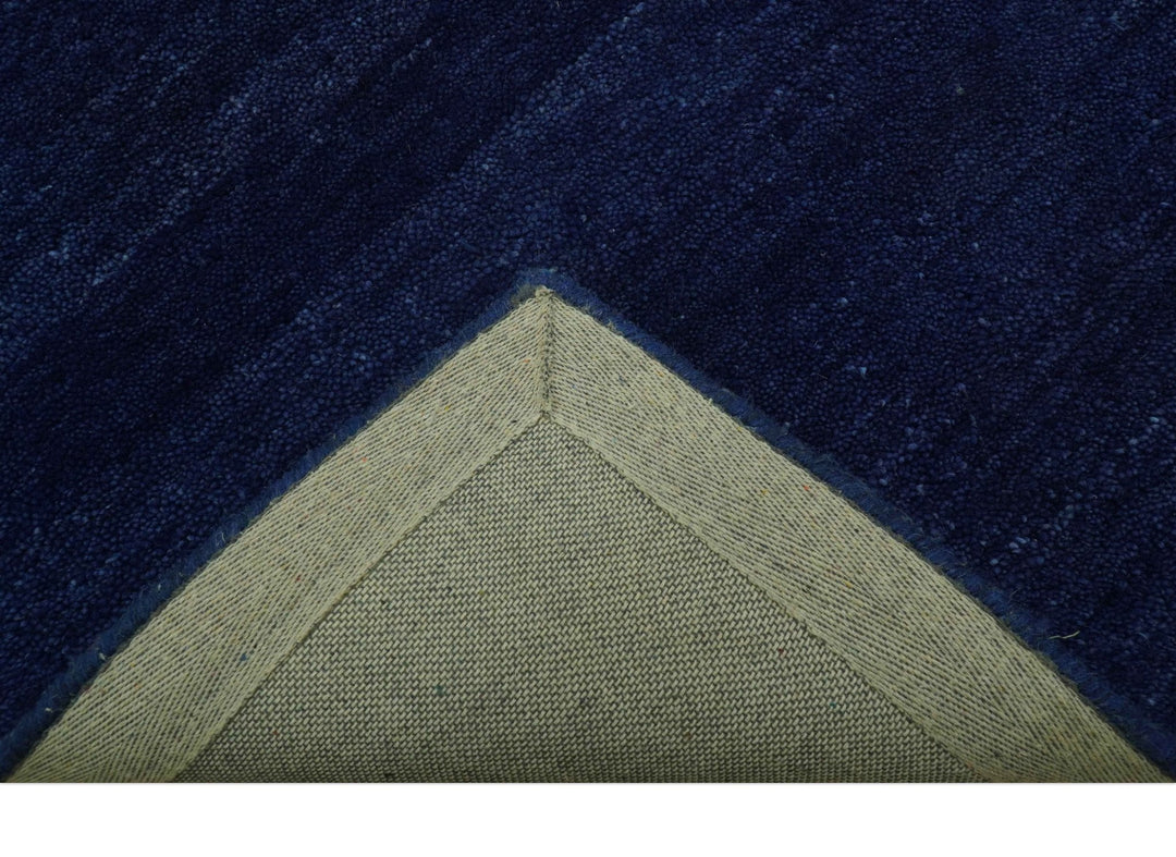 Custom Made Solid Modern Blue Hand Tufted thick Wool Area Rug - The Rug Decor