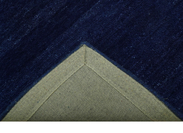 Custom Made Solid Modern Blue Hand Tufted thick Wool Area Rug - The Rug Decor