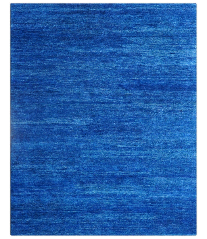 Custom Made Solid Modern Blue Hand Tufted thick Wool Area Rug - The Rug Decor
