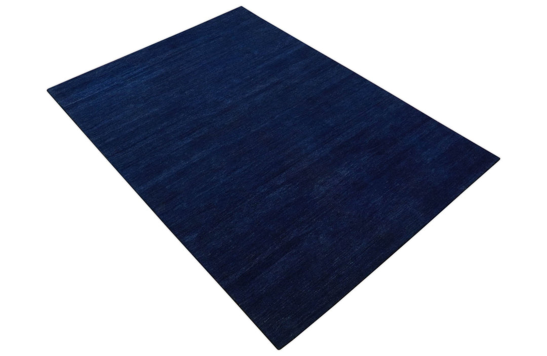 Custom Made Solid Modern Blue Hand Tufted thick Wool Area Rug - The Rug Decor