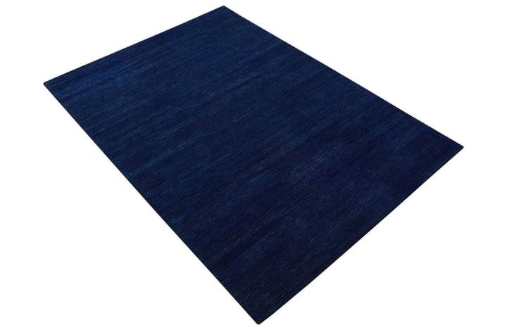 Custom Made Solid Modern Blue Hand Tufted thick Wool Area Rug - The Rug Decor