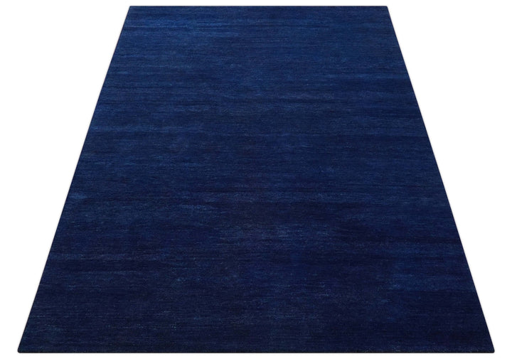 Custom Made Solid Modern Blue Hand Tufted thick Wool Area Rug - The Rug Decor