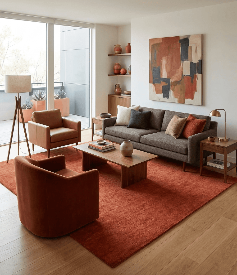 Custom Made Solid Plane Rust Woolen Hand Tufted Multi Size wool Rug - The Rug Decor