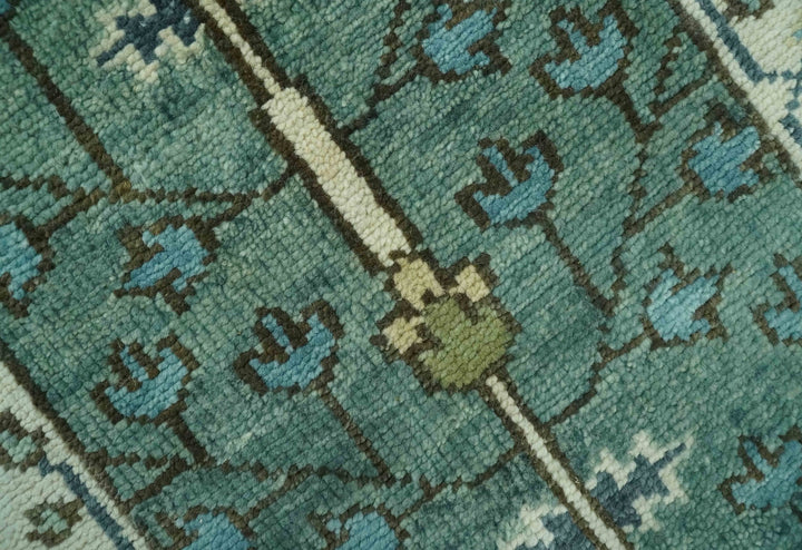 Custom Made Teal And Ivory Tree of life Hand Knotted Runner Rug - The Rug Decor