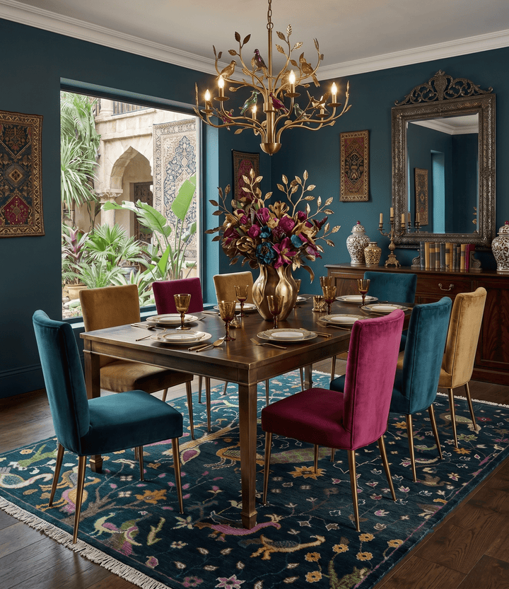 Custom Made The Jungle Life Peacock on tree Rug Hand Knotted Blue and Green Wool Rug - The Rug Decor