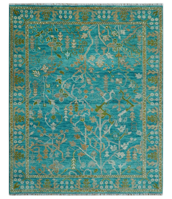 Custom Made The Plants and Roots Blue Hand Knotted Traditional Wool Area Rug - The Rug Decor
